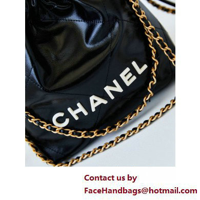 Chanel Shiny Calfskin & Gold-Tone Metal CHANEL 22 Mini Handbag AS3980 Black/White